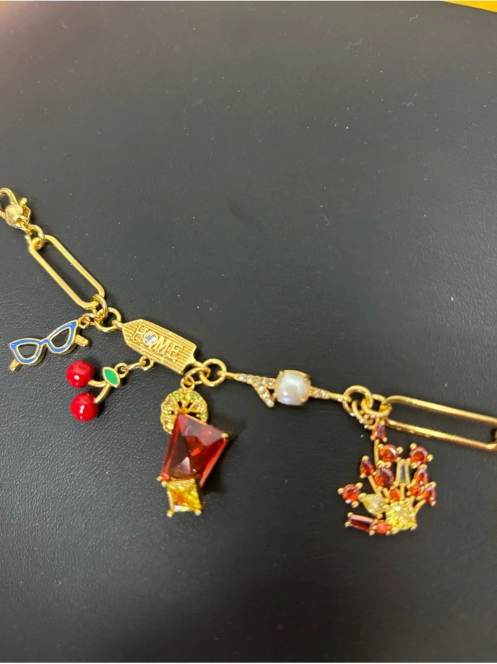 Kate Spade Multicolor Charm Bracelet with Green Bag Charm. NWT. 8” - Picture 5 of 9